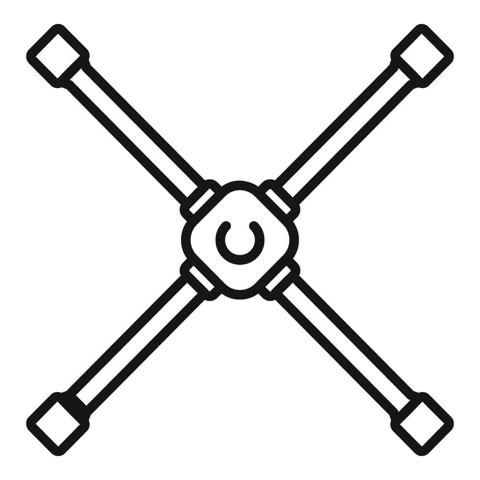 Cross wrench tool for unscrewing nuts being used to repair a car vector