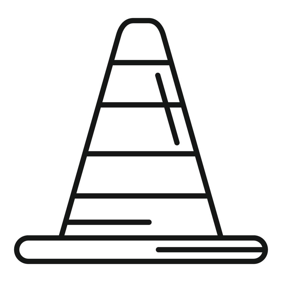 Striped traffic cone standing alerting drivers of road work zone vector