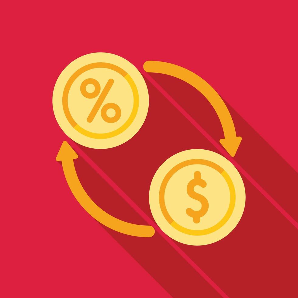 Currency exchange concept with a percentage symbol converting to a dollar sign vector
