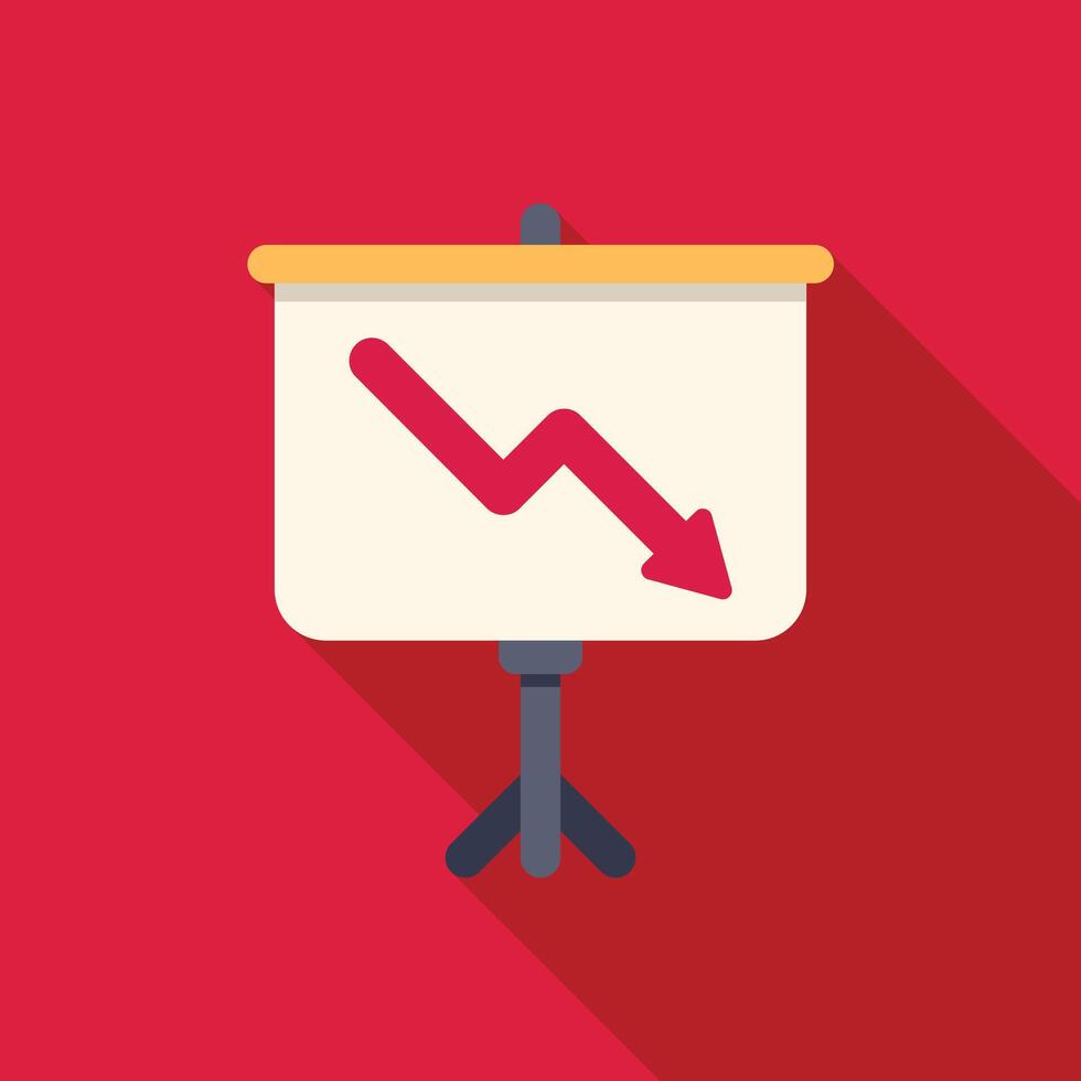 Presentation showing negative trend with arrow and chart going down vector
