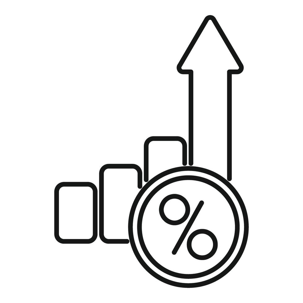 Growing percent sign with up arrow and statistics chart bars vector
