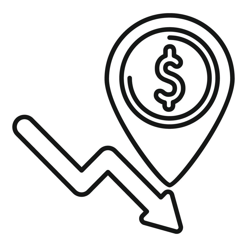 Money location falling down arrow icon vector outline