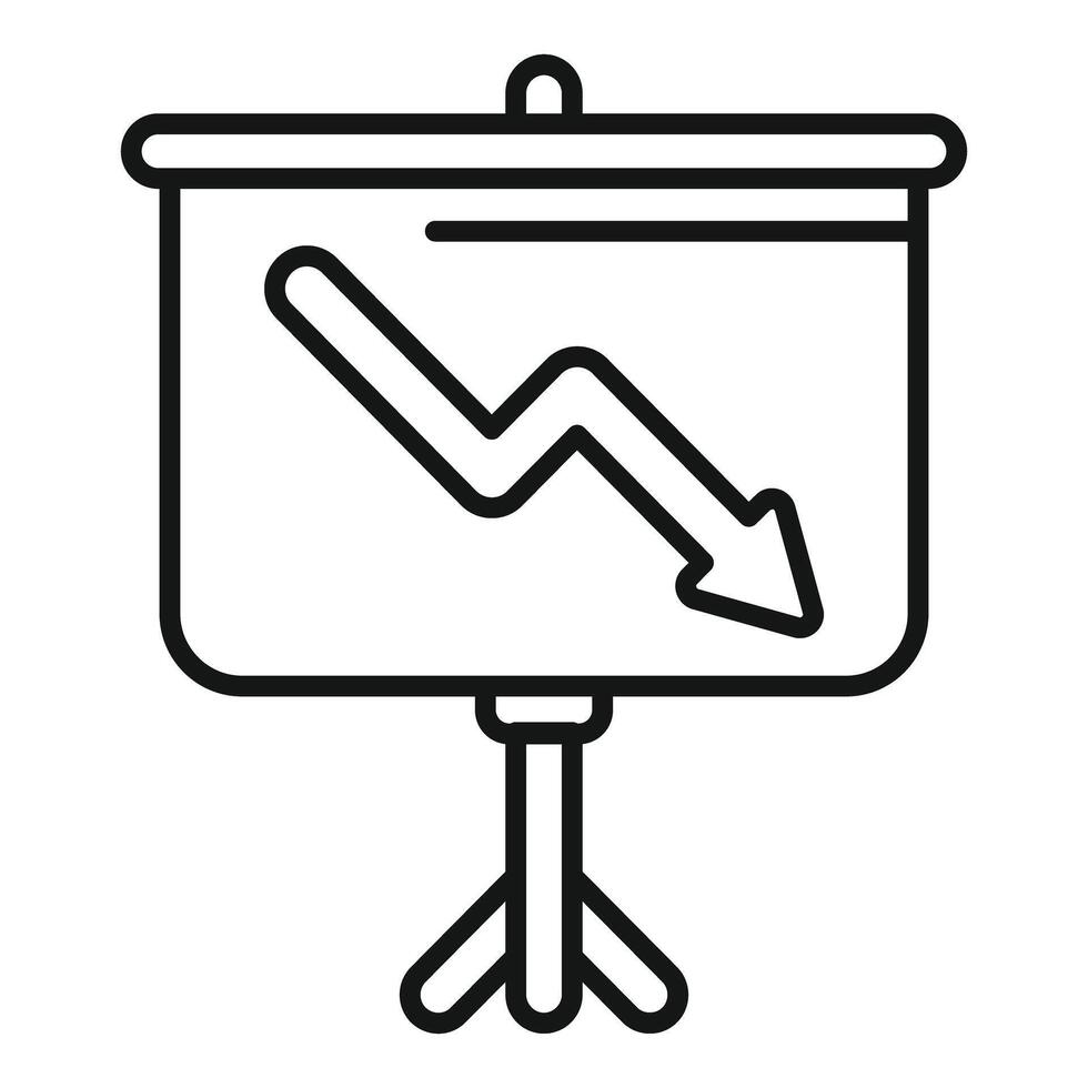 Flipchart showing arrow graph going down representing financial crisis vector