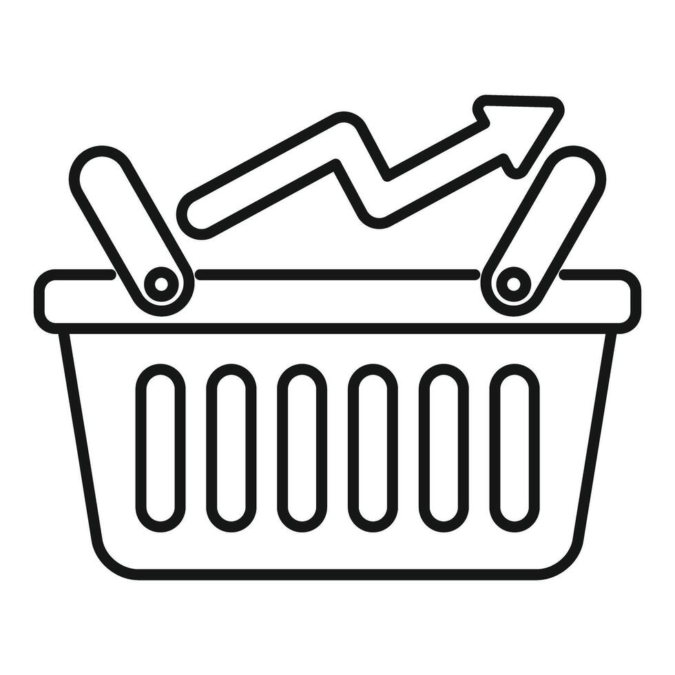 Shopping basket with a growing arrow going up symbolizing increasing sales vector
