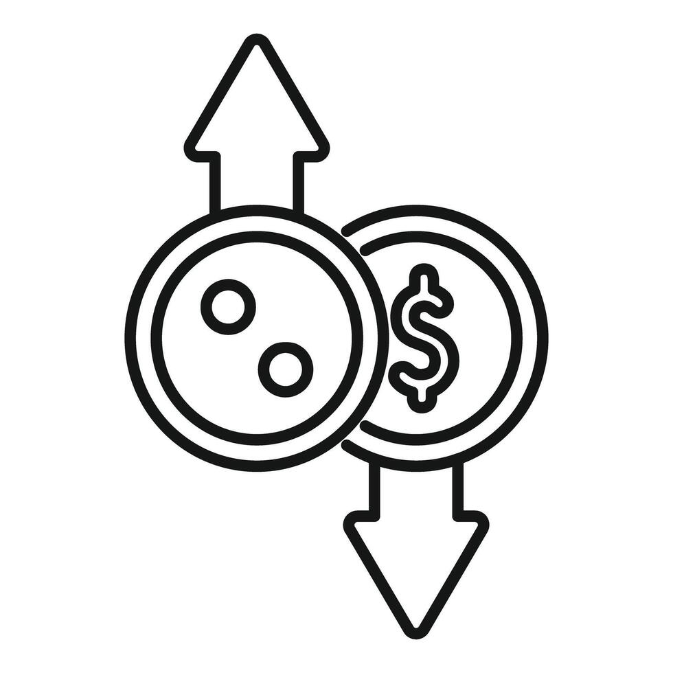 Currency exchange rate decreasing depreciating devaluation icon vector