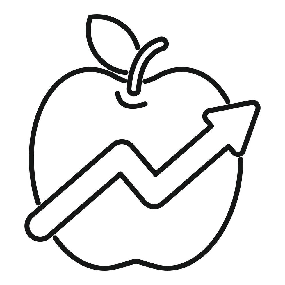 Apple showing growing trend with upward arrow sign vector
