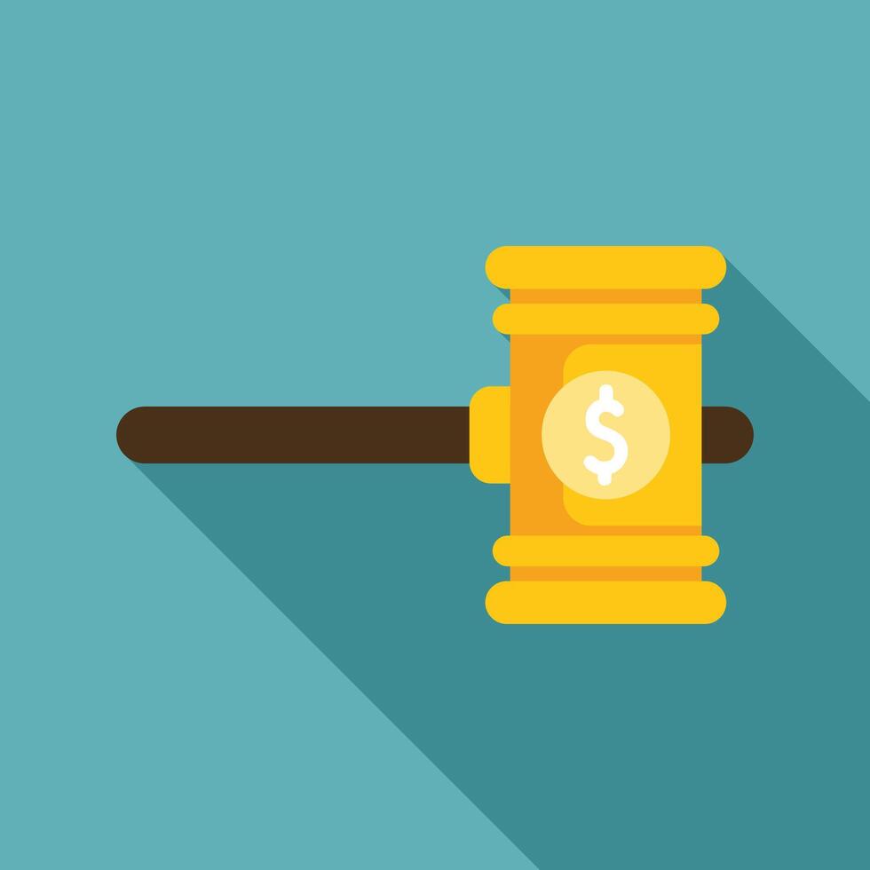 Golden auction hammer displaying dollar symbol for selling vector