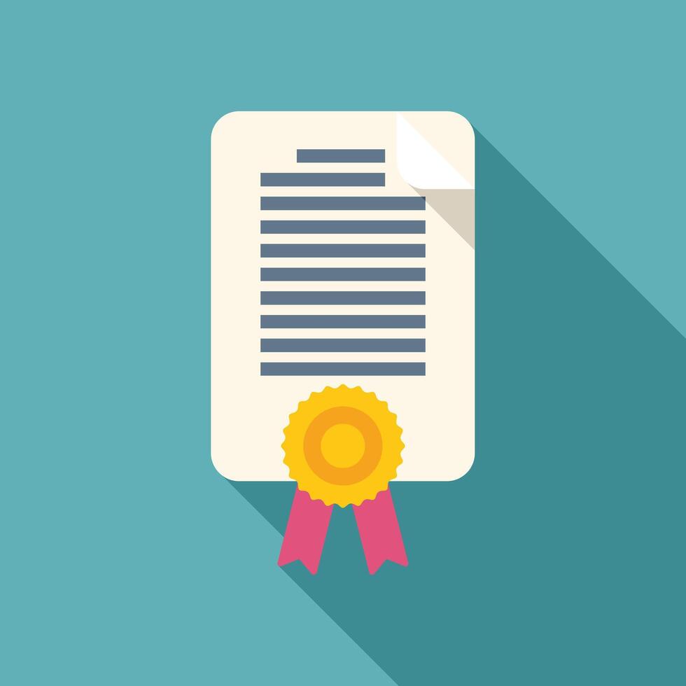 Official document with gold seal and red ribbon awarding success vector