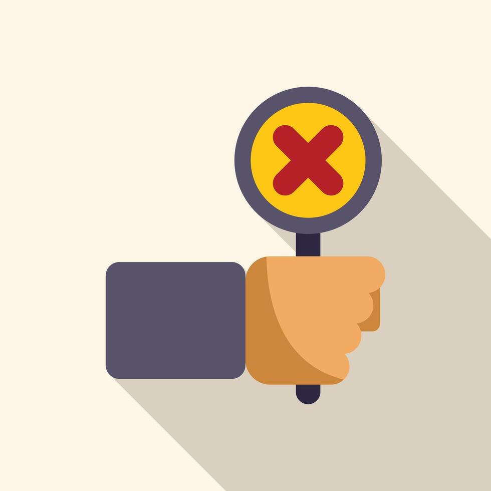 Hand holding sign with red cross mark showing disagreement vector