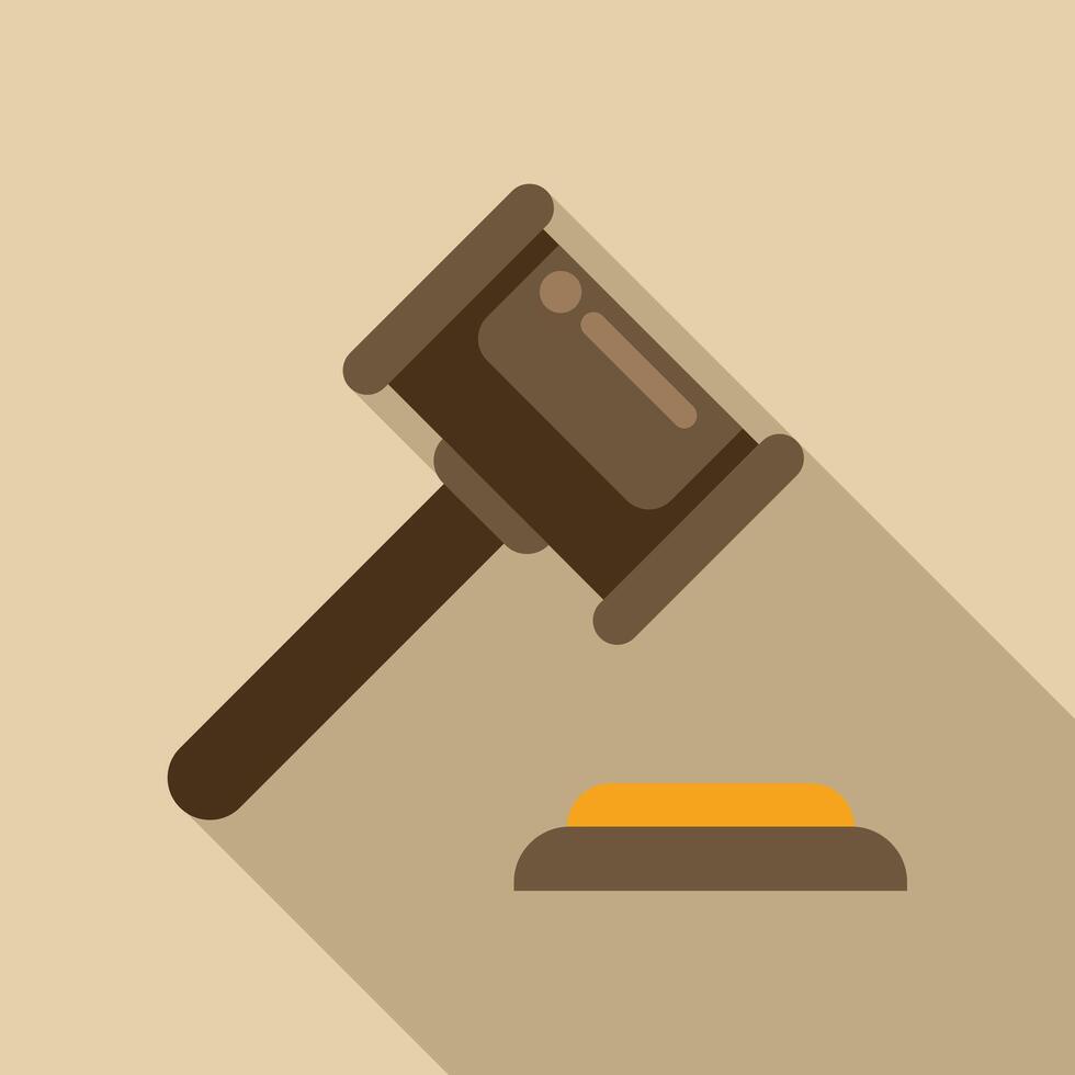 Brown gavel striking sound block making a decision vector