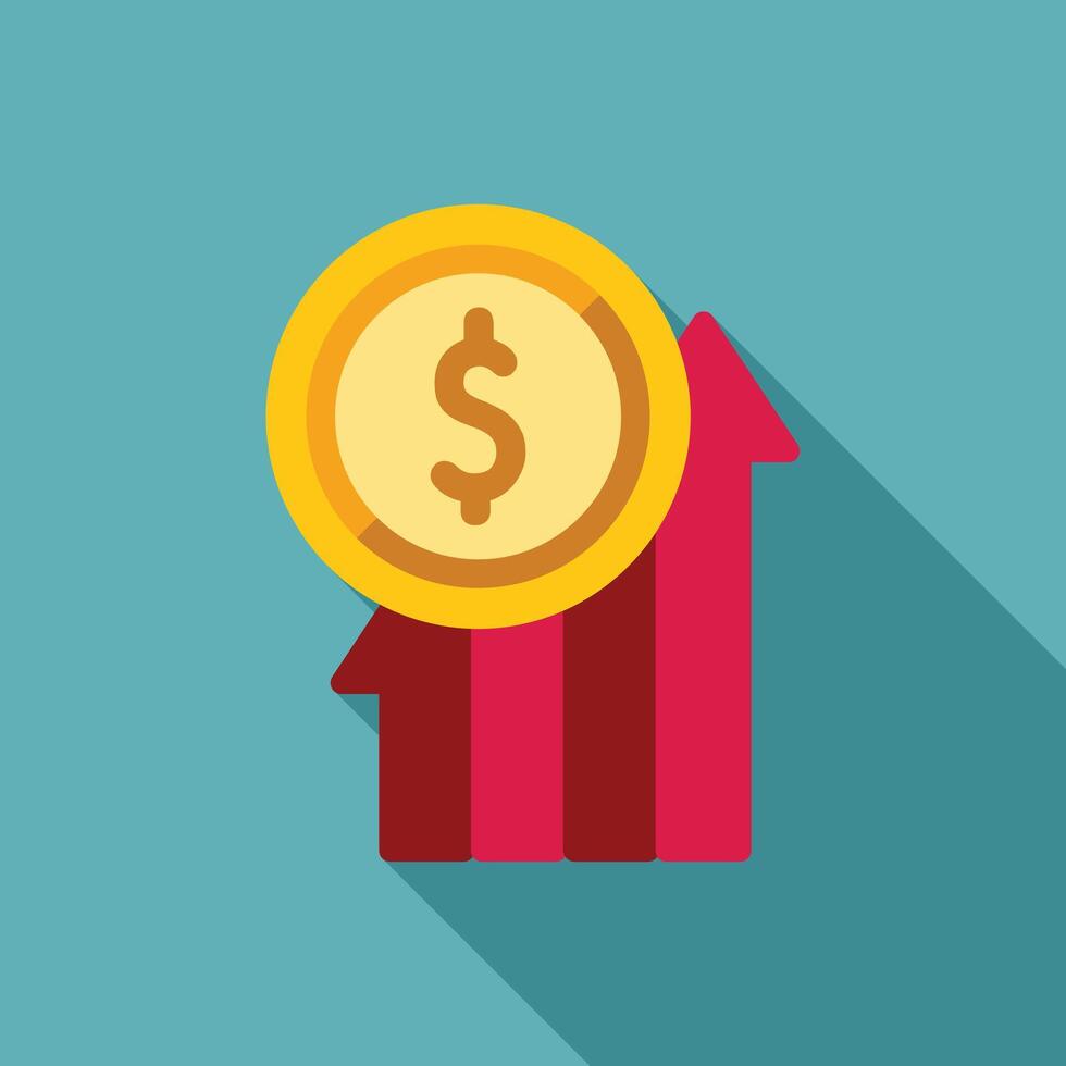 Gold coin increasing value with growing business graph vector