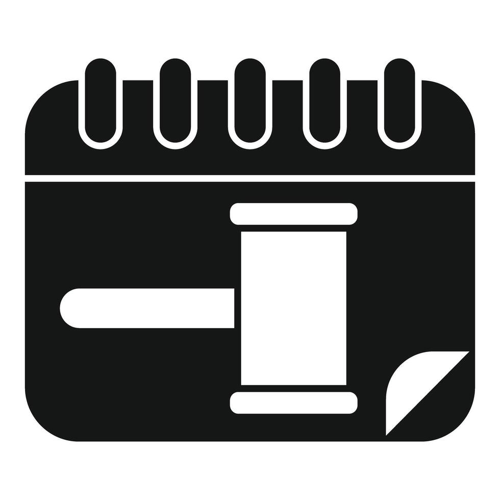 Calendar showing gavel representing court date or legal deadline vector