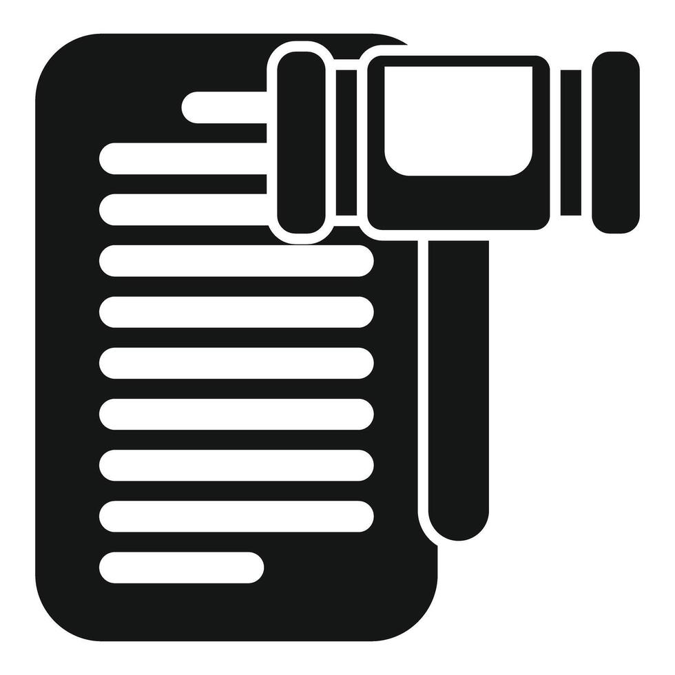 Judge gavel hitting paper document legal decision icon vector