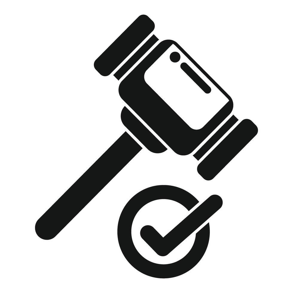Judge gavel giving a verdict with check mark icon vector