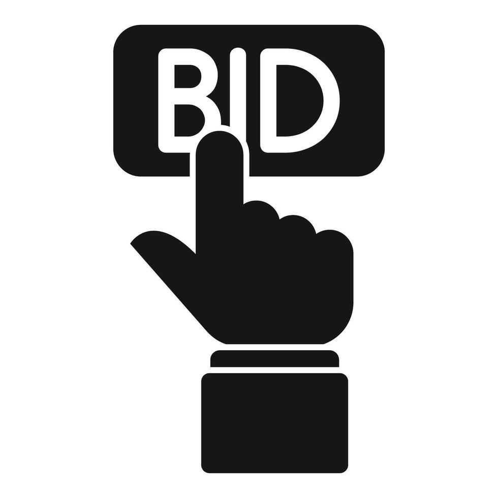 Businessman hand pressing online bid button icon vector