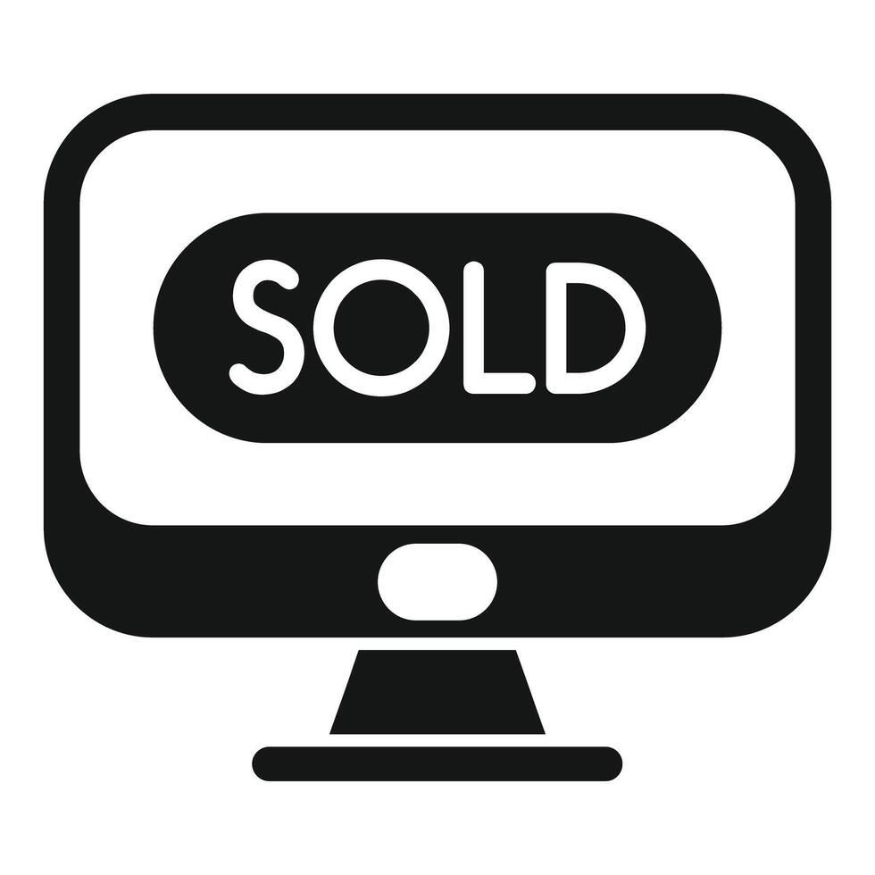 Online auction showing sold message on computer screen vector
