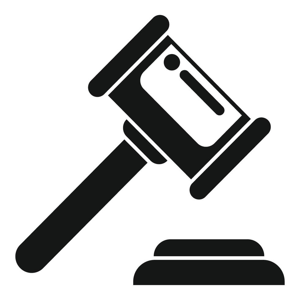 Black gavel striking sound block delivering justice vector