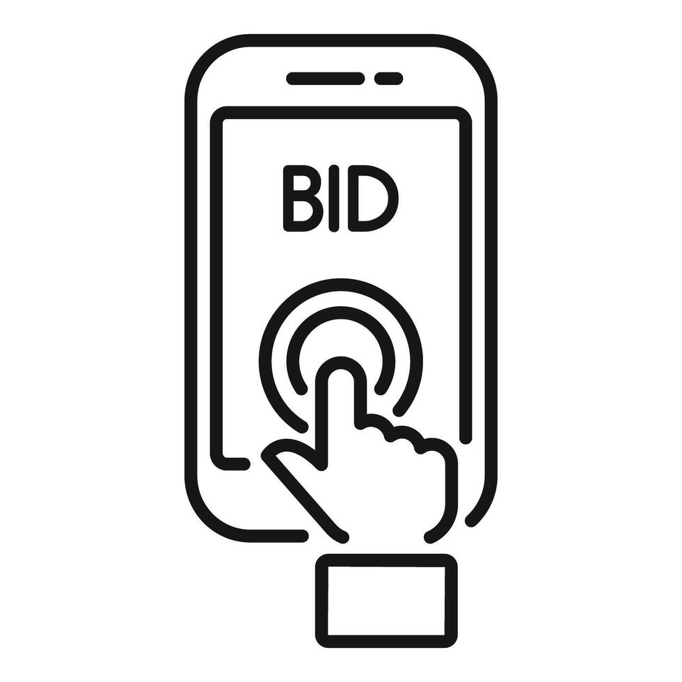 Businessman is bidding online using a mobile phone application vector