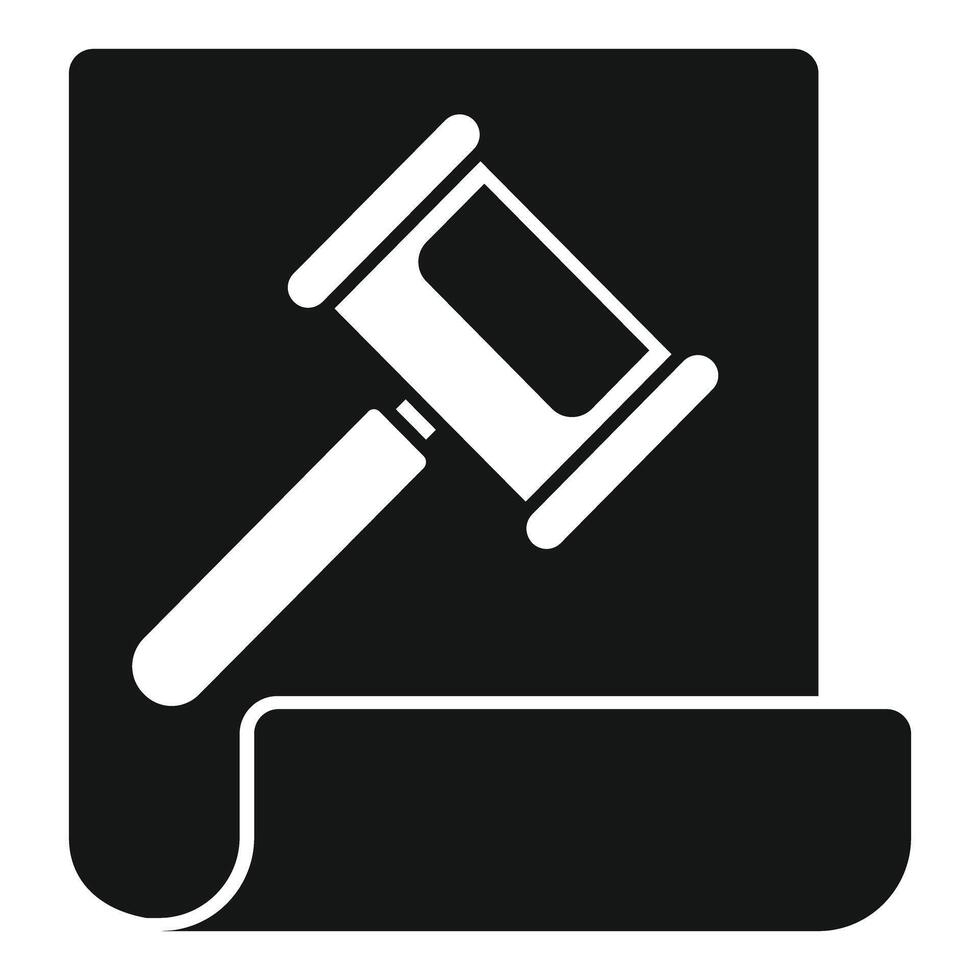 Judge gavel striking paper representing law and justice icon vector