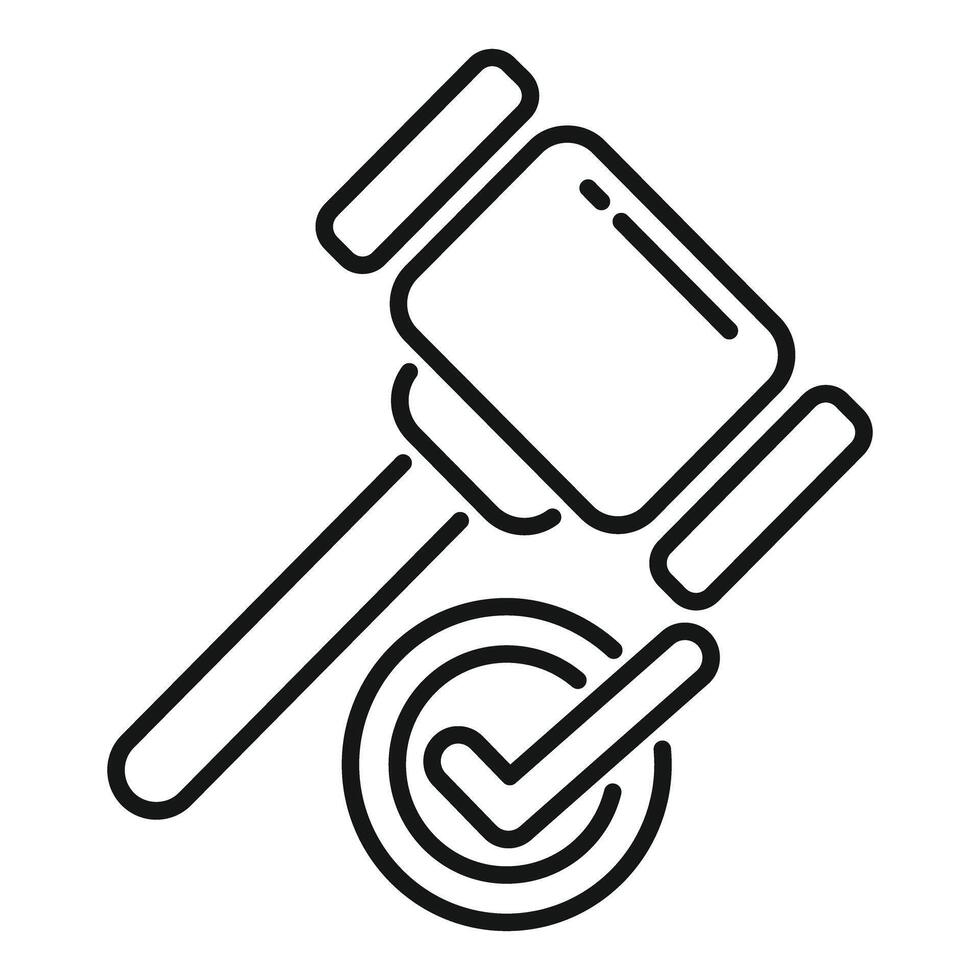 Judge gavel giving a positive verdict with check mark icon vector