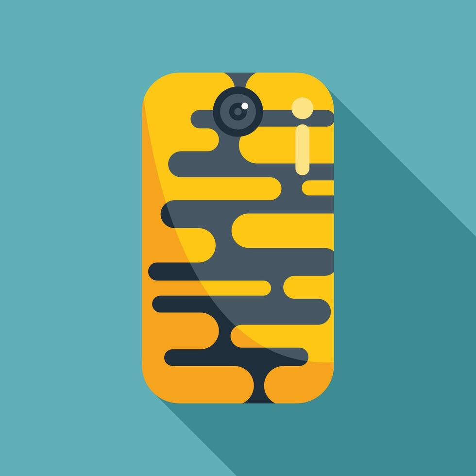 Yellow smartphone showing abstract design on back vector