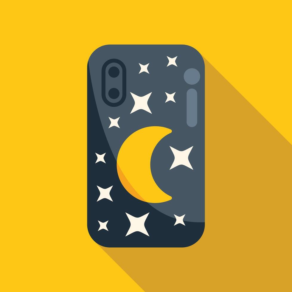 Smartphone case decorated with moon and stars showing night sky vector