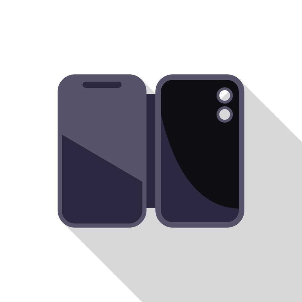 Modern smartphone with folding screen is lying with display turned up vector