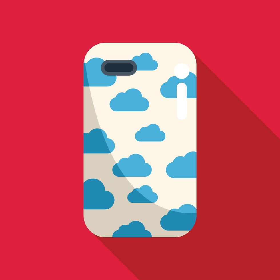 Smartphone case showing blue clouds pattern on red background vector