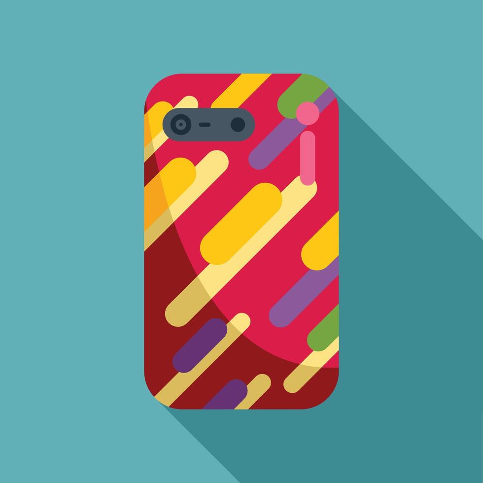 Colorful abstract phone case protecting mobile phone with long shadow vector