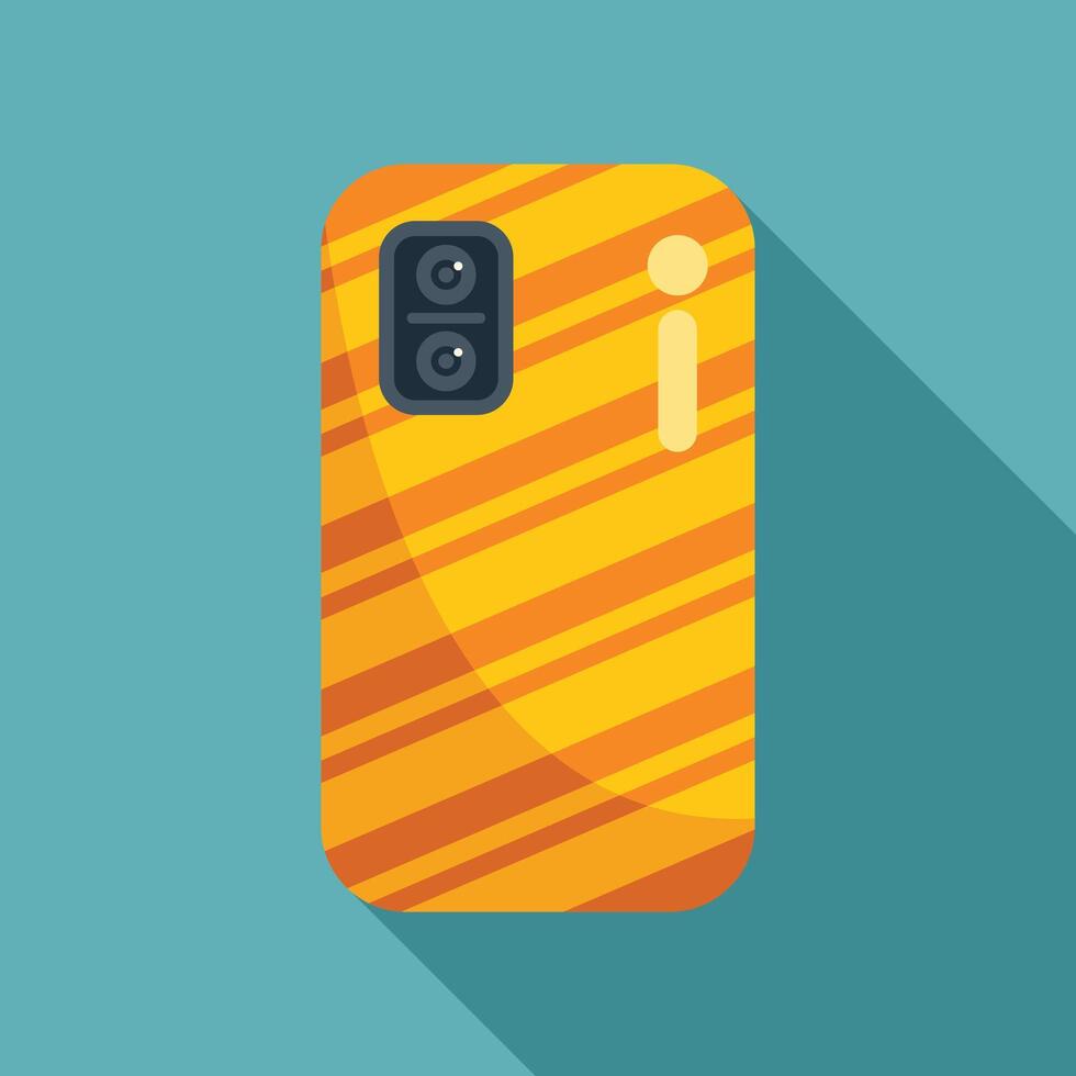 Modern smartphone having stylish orange stripes design with dual rear camera vector