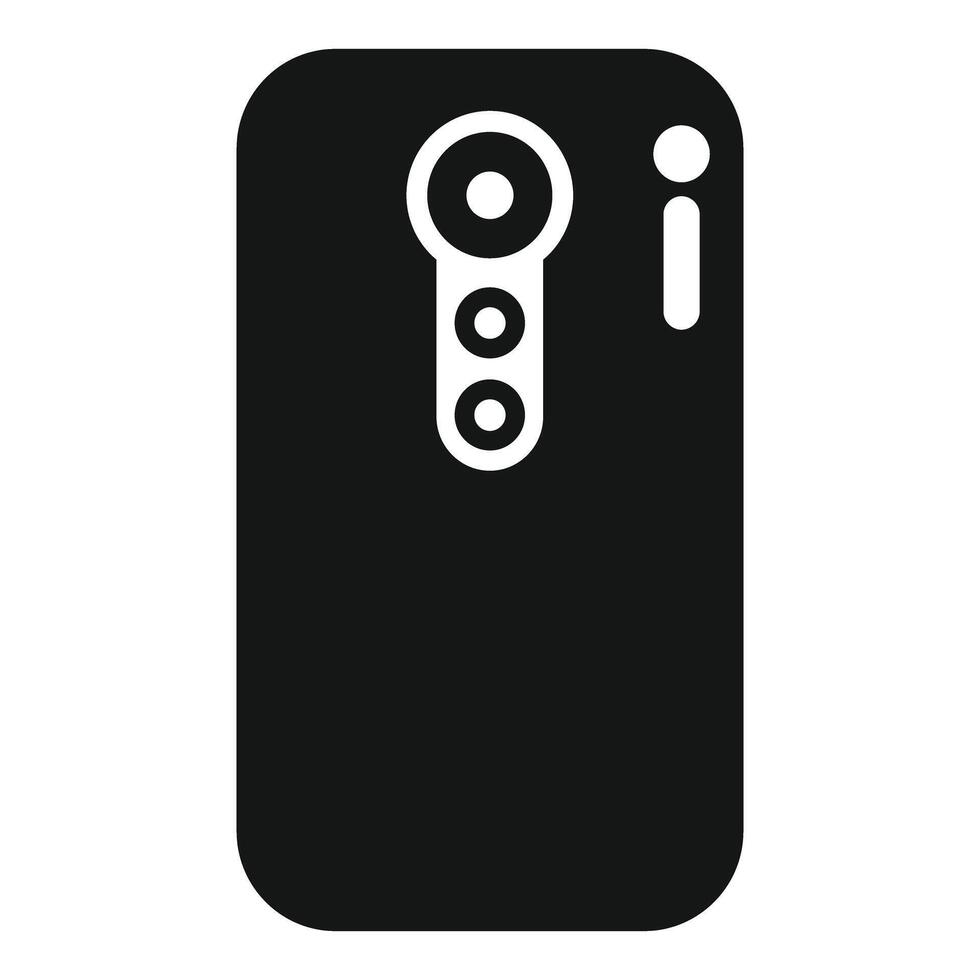 Smartphone back side with three cameras showing minimalist icon vector