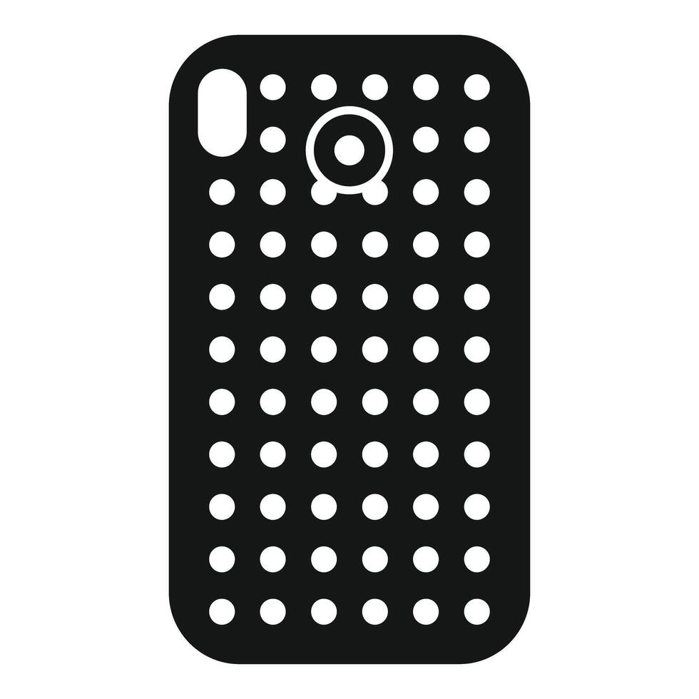 Smartphone case with holes for ventilation presenting back side with camera place icon simple style vector