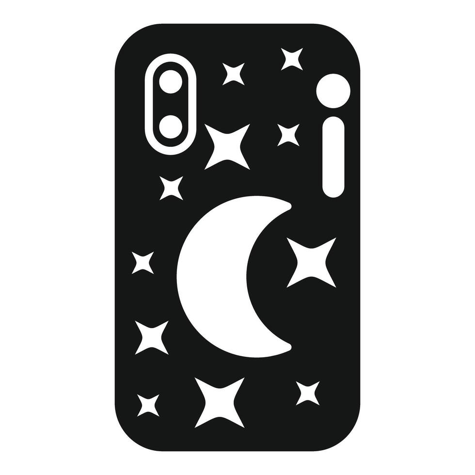 Black smartphone case with moon and stars showing concept of night time vector