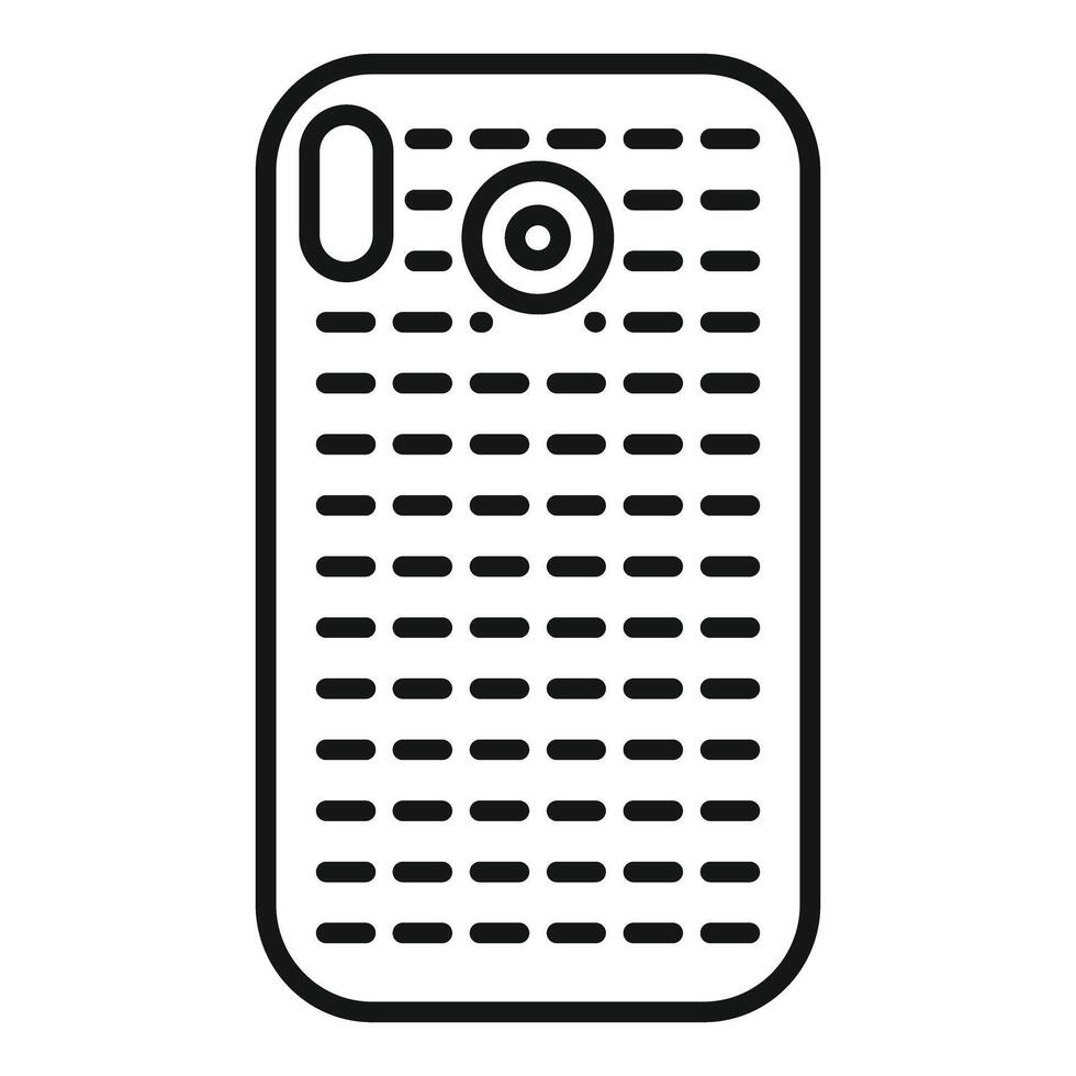 Smartphone having back side covered with protective silicone case icon outline vector