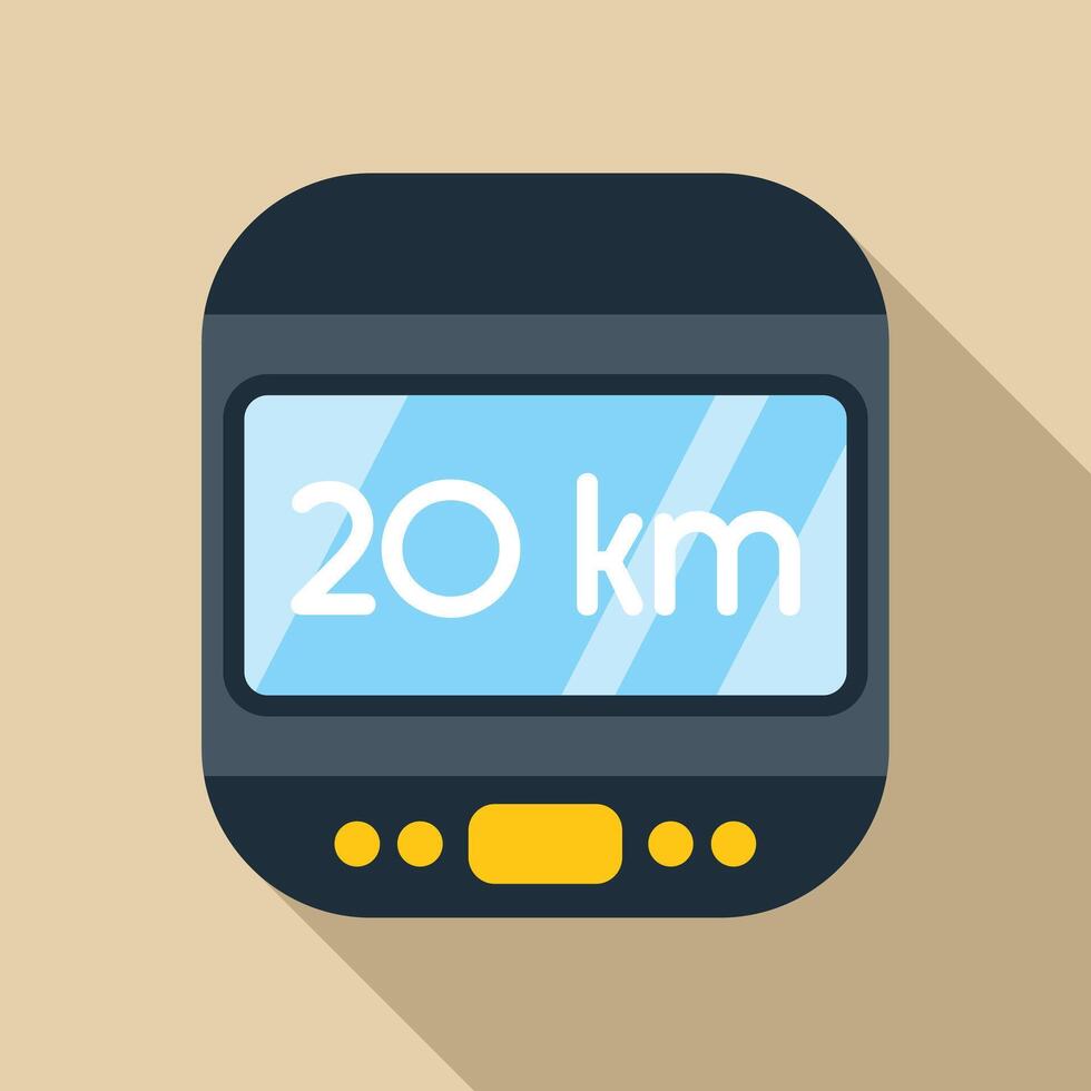 Electronic bike computer showing distance in kilometers vector