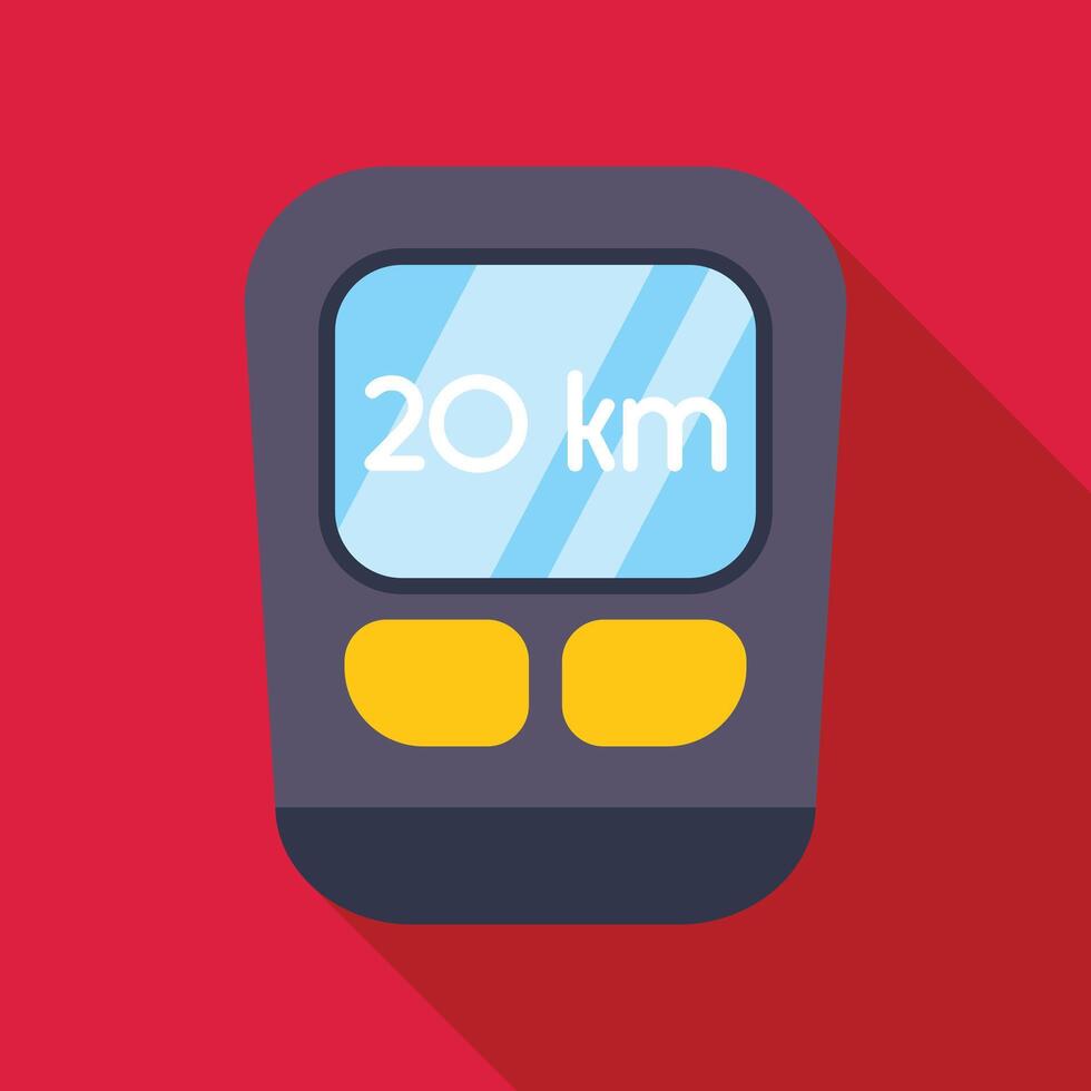 Electronic bicycle odometer showing twenty kilometers on red background vector