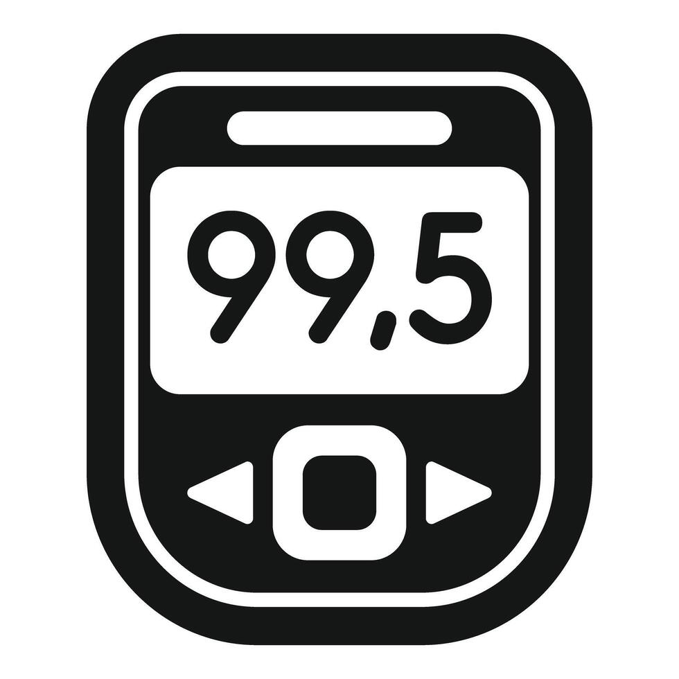 Glucometer showing blood sugar level icon, diabetes control vector