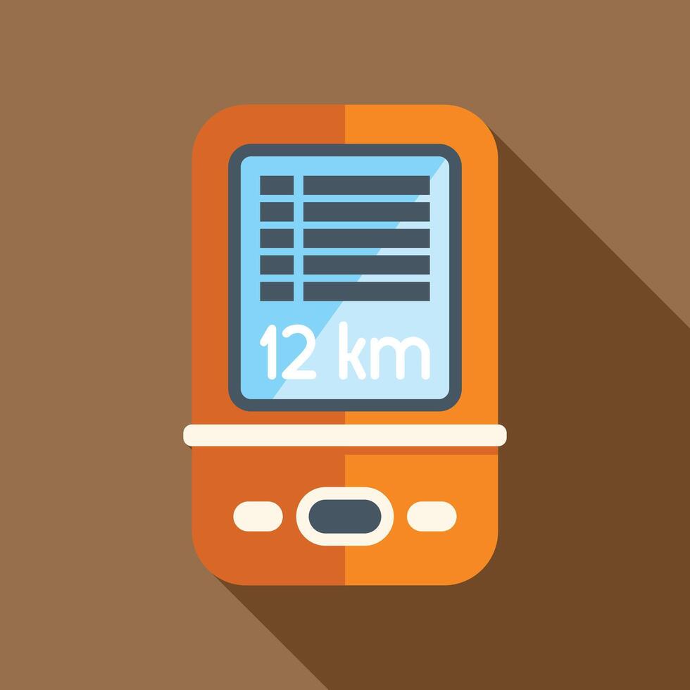 Gps navigation device showing twelve kilometers distance vector