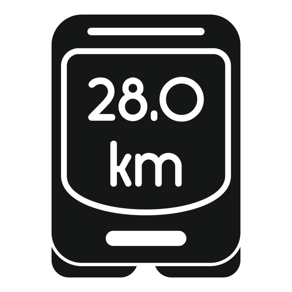 Smartphone showing distance in kilometers icon vector