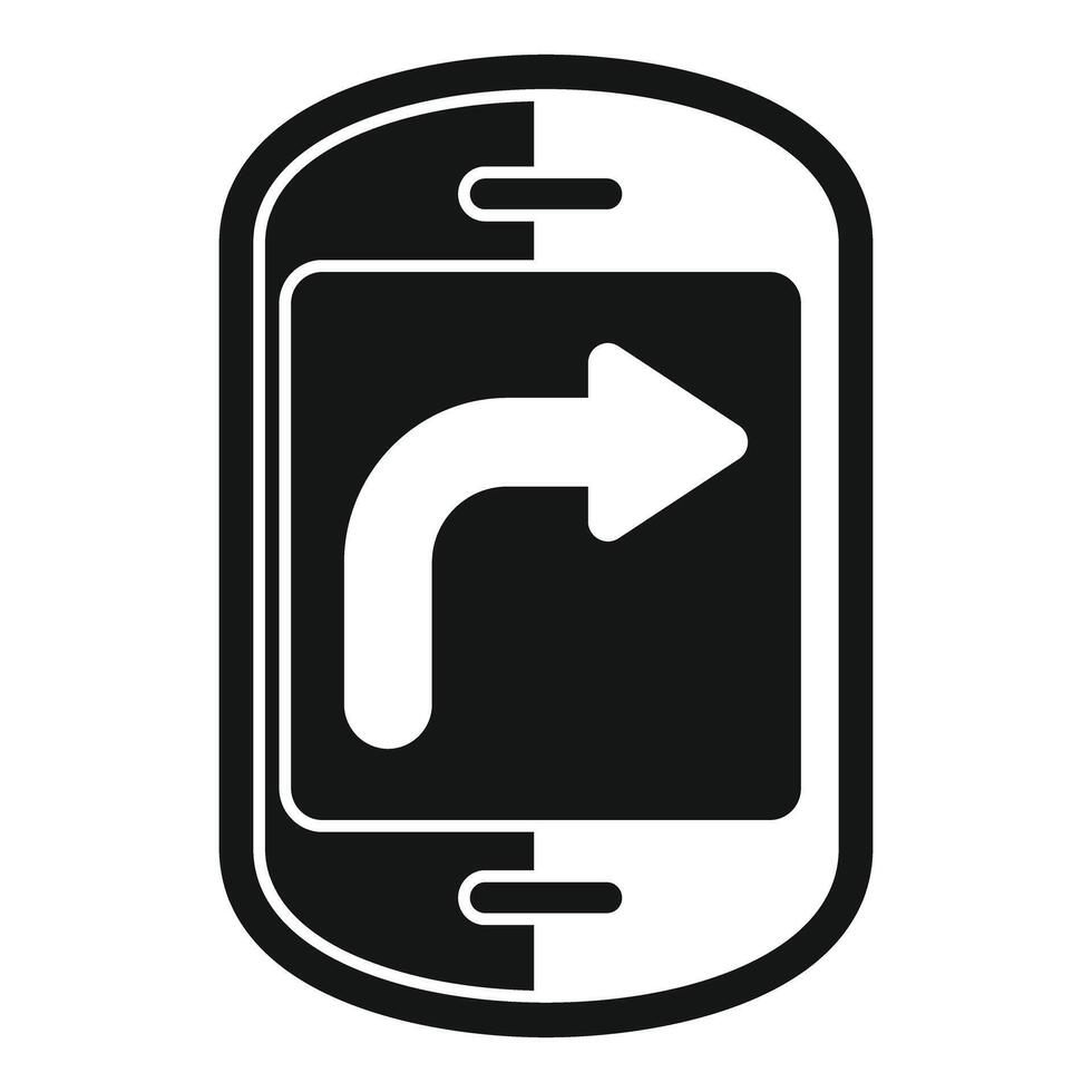 Smartphone showing gps navigation with arrow turning right icon vector