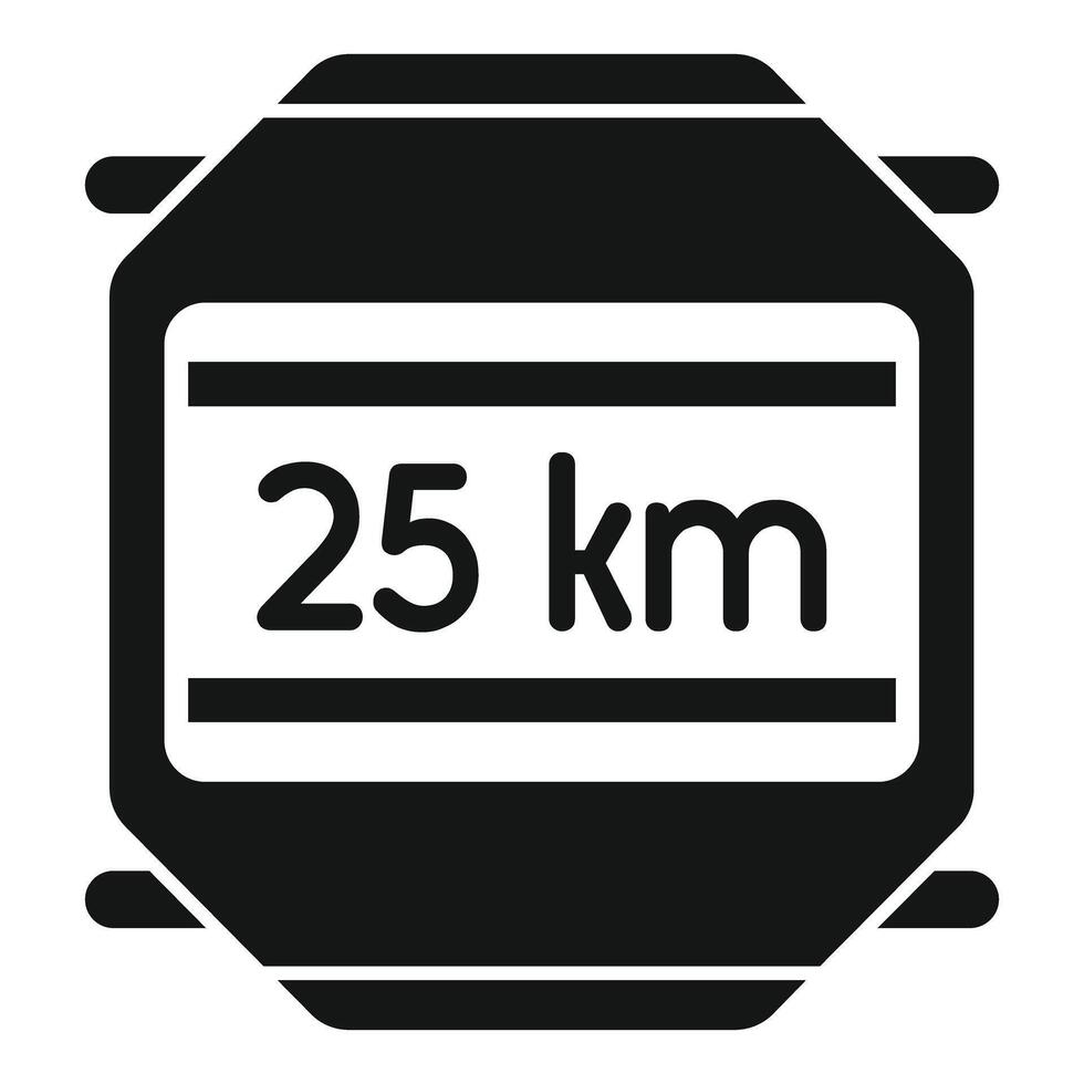 Smartwatch showing 25 kilometers icon vector