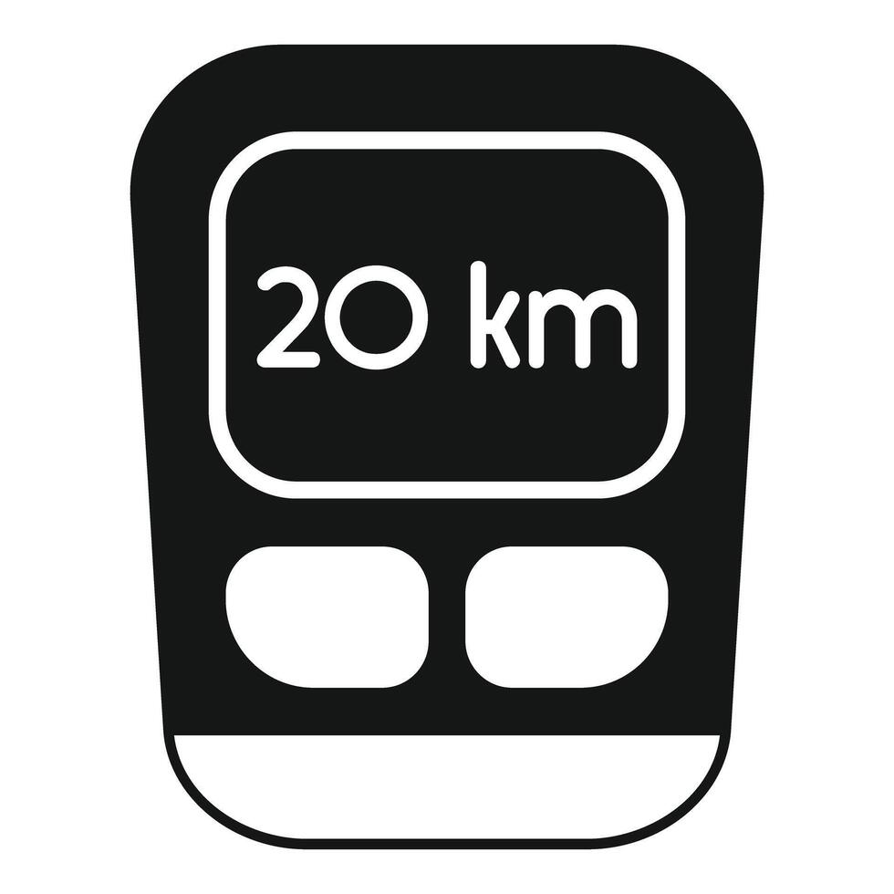 Electronic bike computer showing 20 km distance traveled vector