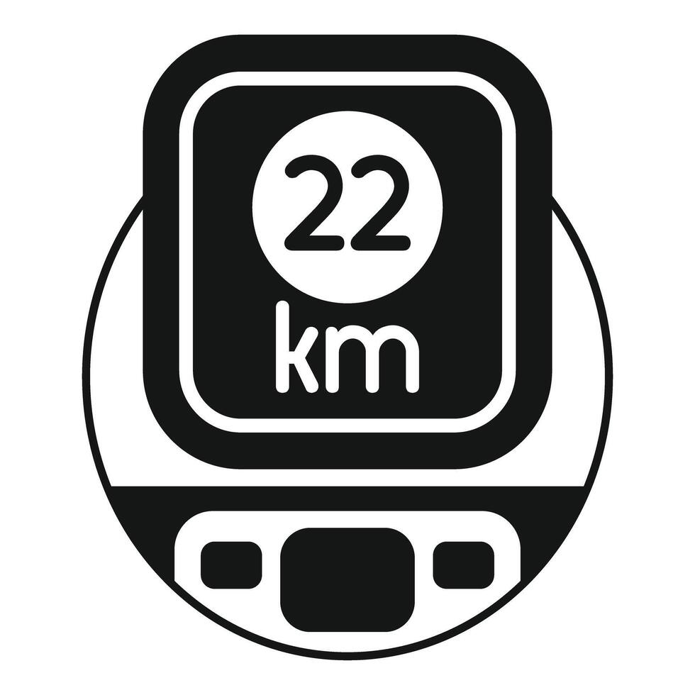 Bike computer showing 22 kilometers icon, simple style vector