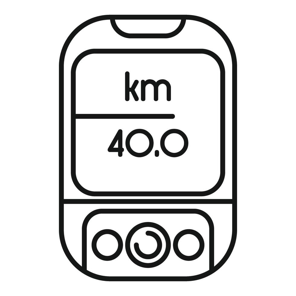 Bike computer showing distance in kilometers icon vector