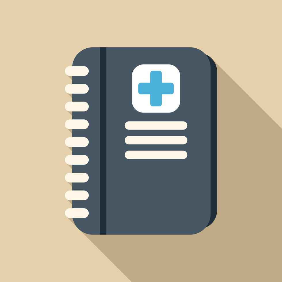 Medical notebook showing cross sign and representing healthcare vector