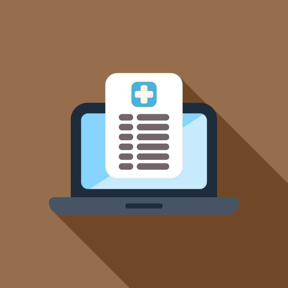 Laptop displaying medical record for online healthcare consultation vector