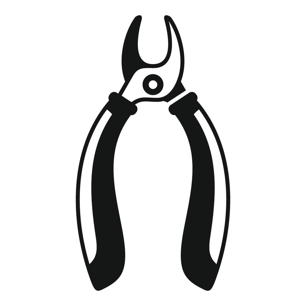 Black and white nail clipper showing open blades for animal care vector