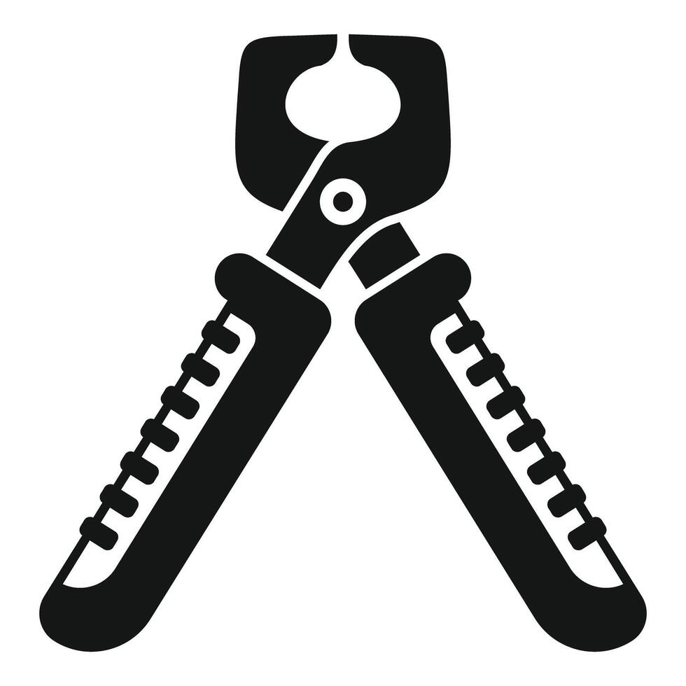Black silhouette of pliers tool with rubber handles for electrician vector
