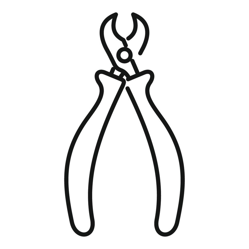 Black outline icon of pliers holding something vector