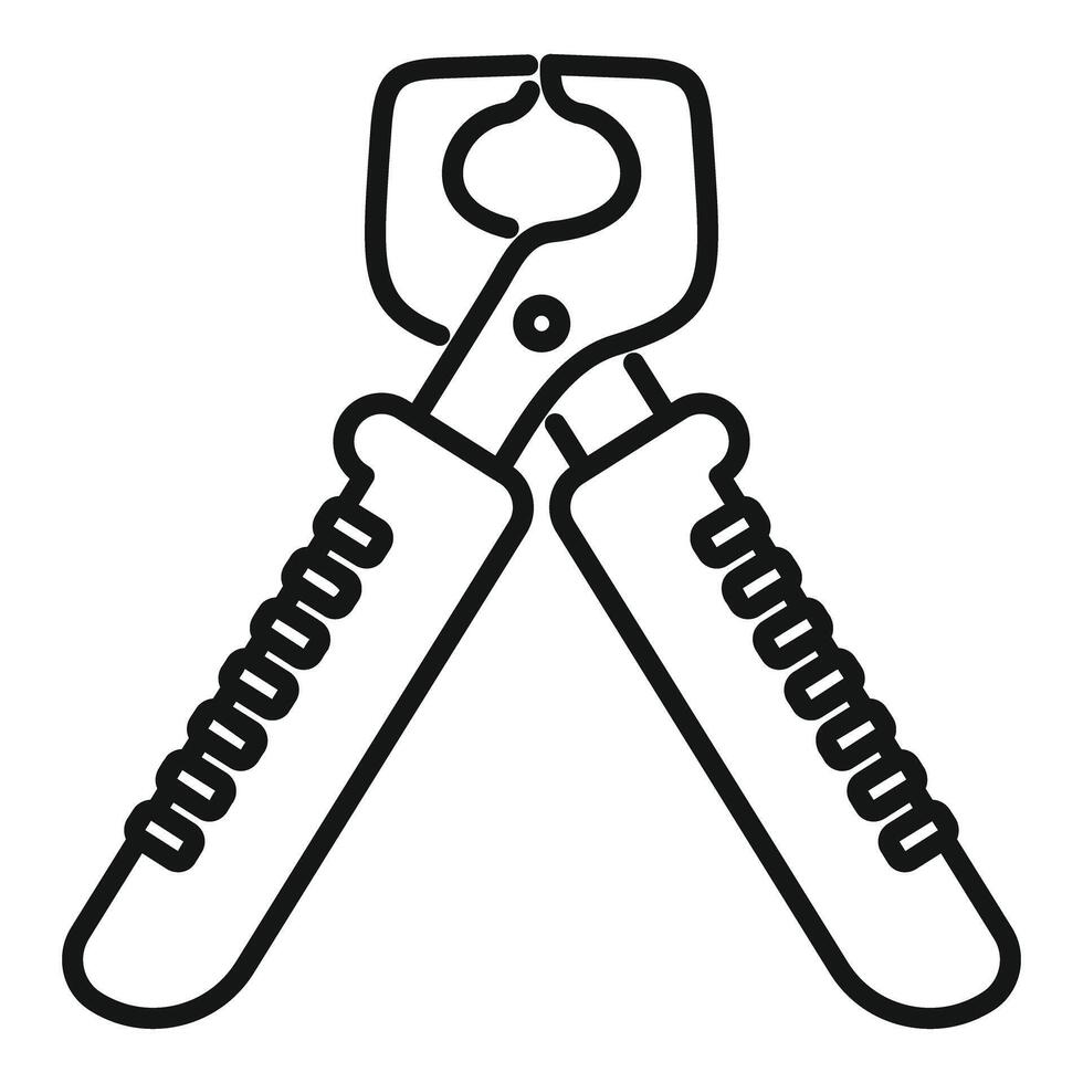 Hand drawn icon of pliers with rubber handles for electricians vector